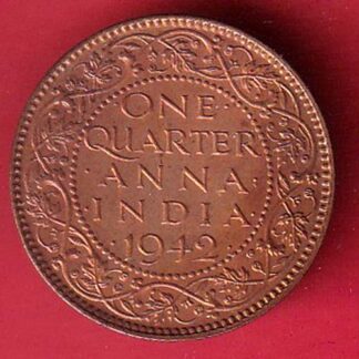 BRITISH INDIA 1942 GEORGE VI ONE QUARTER ANNA – F8436