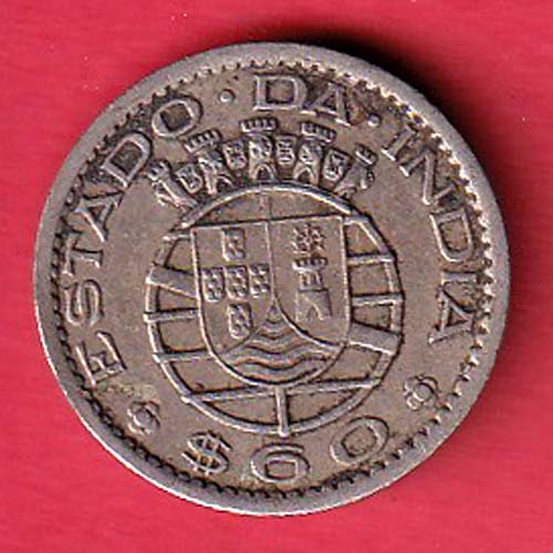 Portuguese india 60 CENTAVOS 1959 coin– F8451 - Image 2