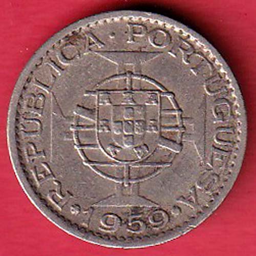 Portuguese india 60 CENTAVOS 1959 coin– F8451