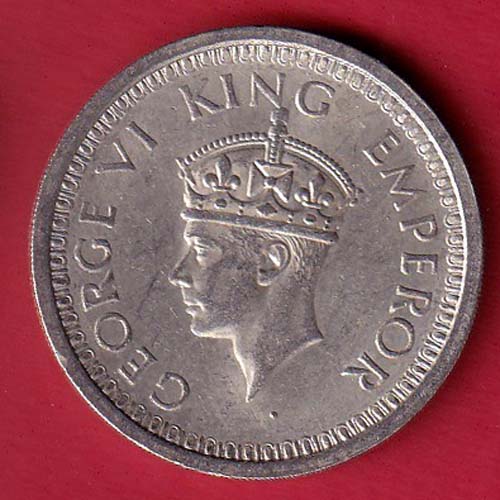 British India 1944 Bombay Mint George VI One Rupee Silver Coin – F8454 - Image 2