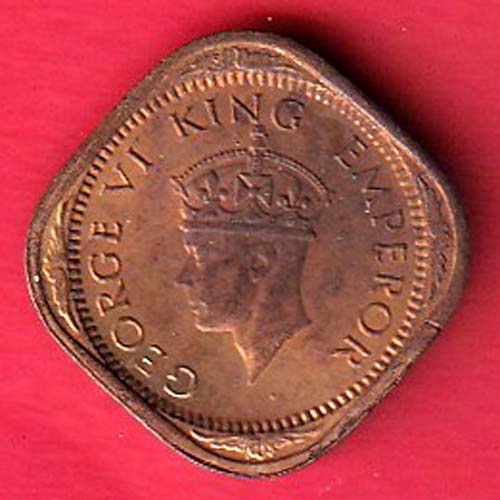 BRITISH INDIA 1943 GEORGE VI 1/2 ANNA RARE COIN – F8458 - Image 2