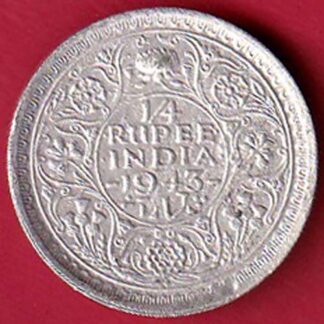 British India 1943 BOMBAY MINT George Vi 1/4 Rupee Silver coin- FC6995