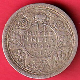 British India 1944 lahore mint George VI King 1/4 rupee silver coin- FC6997