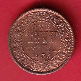 British india 1936 George v one quarter anna copper coin– f8599