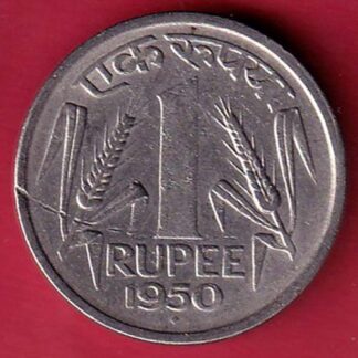 republic india 1950 one rupee coin– F8502