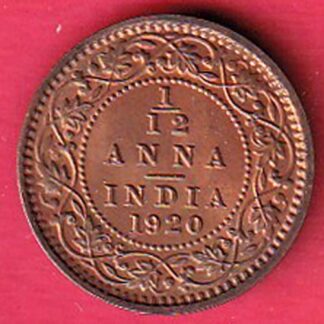 british indiA 1920 GEORGE V 1/12 ANNA COPPER COIN– f8578