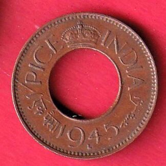 British india king george vi 1945 one pice beautiful copper Coin :- f8590