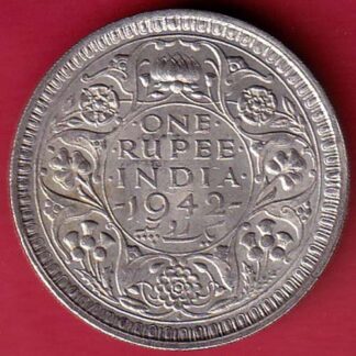 BRITISH INDIA 1942 BOMBAY MINT GEORGE VI ONE RUPEE BEAUTIFUL SILVER COIN :- FC6795