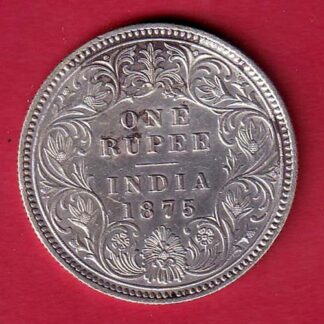 BRITISH INDIA 1875  VICTORIA QUEEN ONE RUPEE BEAUTIFUL SILVER COIN– FC6921