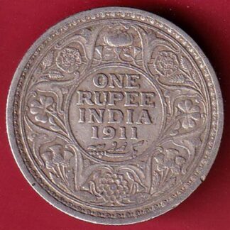 British India 1911 bombay mint George v one Rupee silver coin:- FC7013