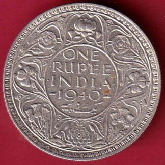 BRITISH INDIA 1940 GEORGE VI BOMBAY MINT ONE RUPEE SILVER COIN:- FC7015