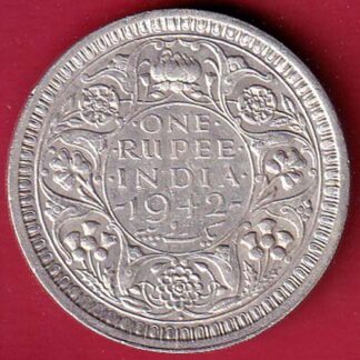 BRITISH INDIA 1942 BOMBAY MINT GEORGE VI ONE RUPEE BEAUTIFUL SILVER COIN– FC7032