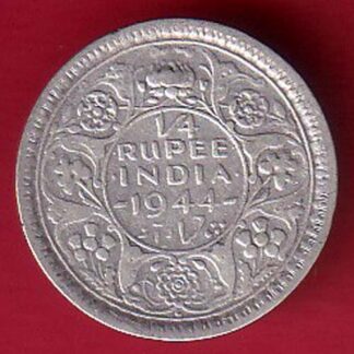 BRITISH INDIA 1944 BOMBAY MINT 1/4 RUPEE SILVER COIN – FC7131