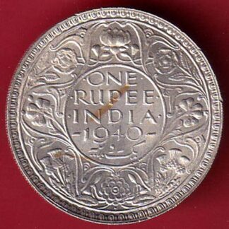 BRITISH INDIA 1940 BOMBAY MINT GEORGE VI ONE RUPEE BEAUTIFUL SILVER COIN  – FC7148