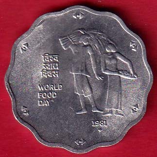 "UNC" REPUBLIC INDIA 1981 WORLD FOOD DAY 10 PAISA COIN– F8751