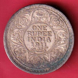 British India 1911 George v one Rupee silver coin- F8628