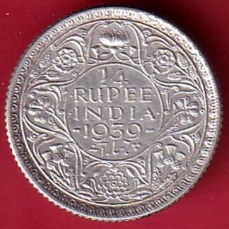 British India 1939 bombay mint George vi King Emperor 1/4 Rupee silver coin–f8678