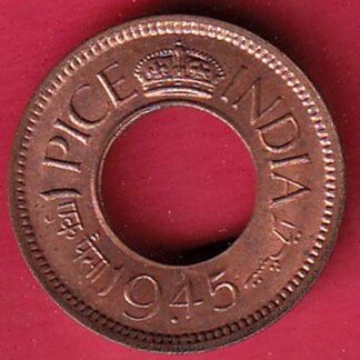 British india king george vi 1945 one pice beautiful copper Coin –f8708