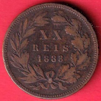 Portugal 20 Réis – Luíz I 1883 copper coin   –f8713