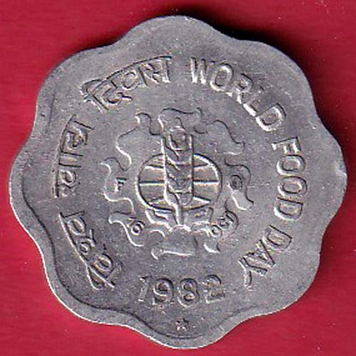 "UNC" republic india 1982 20 Paisa coin– F8750