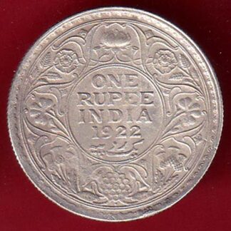 British India 1922 Bombay Mint George V King One Rupee Coin – FC7186