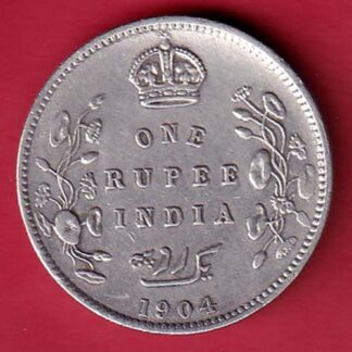 British India 1904 Edward VII One Rupee Silver Coin – FC7236