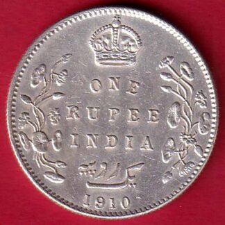 BRITISH INDIA 1910 EDWARD VII KING EMPEROR ONE RUPEE SILVER COIN – FC7247