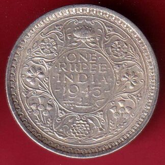 British India 1943 BOMBAY MINT George Vi ONE Rupee Rare Silver coin :- FC7265
