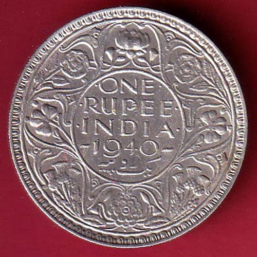 BRITISH INDIA 1940 BOMBAY MINT GEORGE VI ONE RUPEE BEAUTIFUL SILVER COIN – FC7282