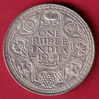 BRITISH INDIA 1941 BOMBAY MINT one RUPEE SILVER COIN  – FC7290