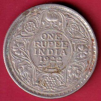 British India 1922 Bombay Mint George V King One Rupee Coin  – FC7301
