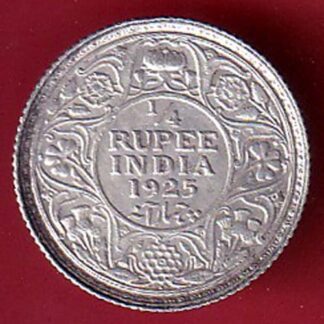 british india 1925 bombay mint george v 1/4 rupee silver coin  - FC7342