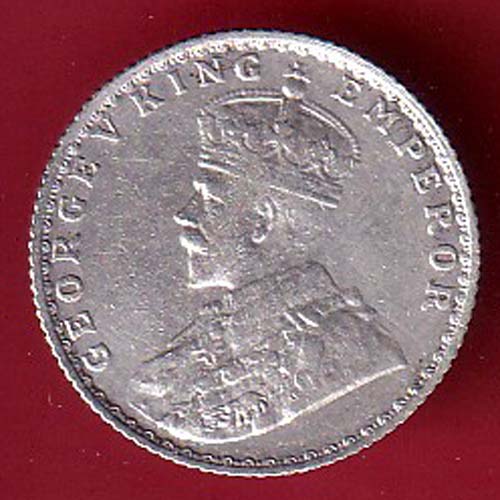 british india 1925 bombay mint george v 1/4 rupee silver coin - FC7342 - Image 2