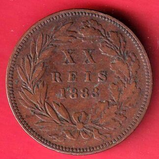 Portugal 20 Réis – Luíz I 1883 copper coin – FC7358