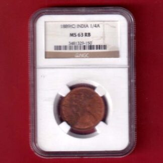 "NGS' MS 63 RB brtish india 1889 victoria empress one querter anna coin  – FC7375
