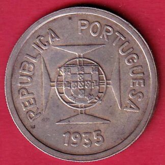 Portuguese India 1935 1 rupee beautiful silver coin  – FC7376