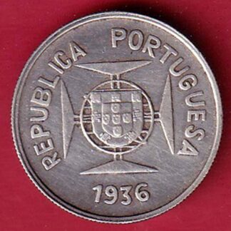 Portuguese India 1936 1/2 rupee beautiful silver coin – FC7383