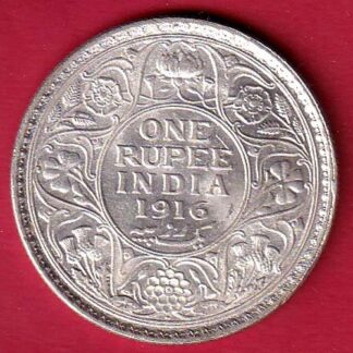 British India 1916 Bombay mint George V one Rupee Silver Coin – FC7386