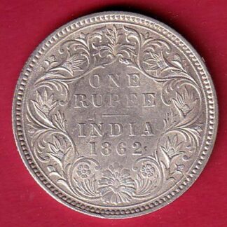 BRITISH INDIA 1862 VICTORIA QUEEN ONE RUPEE SILVER COIN – FC7394