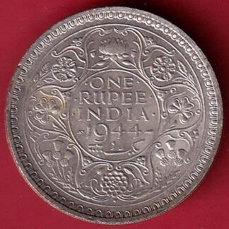 BRITISH INDIA 1944 BOMBAY MINT one RUPEE SILVER COIN  – FC7436