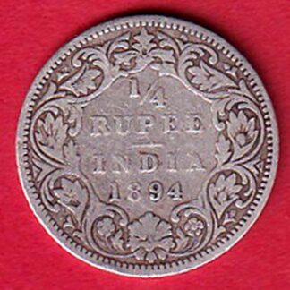 BRITISH INDIA VICTORIA EMPRESS 1894 SILVER  QUARTER RUPEE   – FC7764