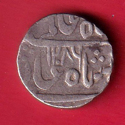 INDORE STATE SUN FACE 1286 INO SHAH ALAM II MALHAR RAO ONE RUPEE COIN - FC7801 - Image 2