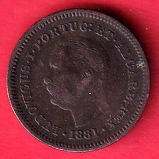 Portuguese India 1881  LUDOVICUS.I quarto de tangka copper coin – F8795