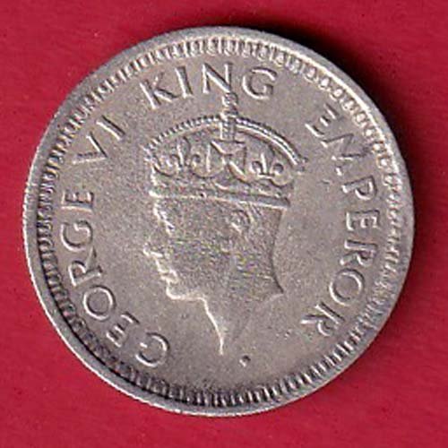 British India 1943 BOMBAY MINT George Vi 1/4 Rupee Rare Silver:- F8824 - Image 2