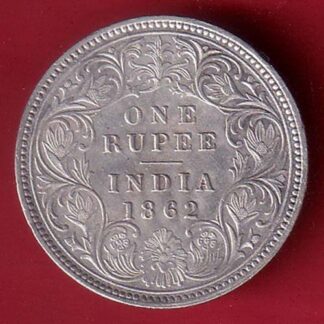 BRITISH INDIA 1862 VICTORIA QUEEN ONE RUPEE BEAUTIFUL SILVER COIN:- F8846