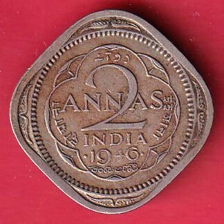 british india 1946 george vi two annas coin- F8875