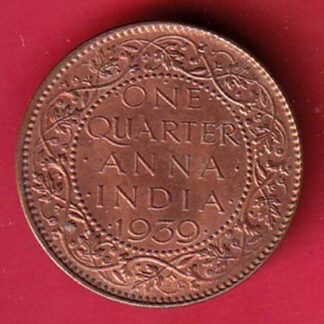 BRITISH INDIA 1939 ONE QURTER ANNA GEORGE VI COPPER COIN- F8883