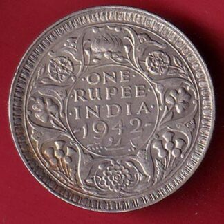 BRITISH INDIA 1942 GEORGE VI ONE RUPEE BEAUTIFUL SILVER COIN – F8936