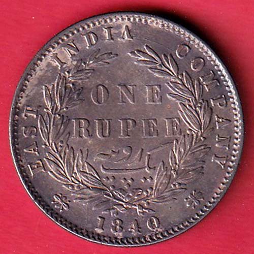 EAST INDIA COMPANY 1840 DIVIDED LEGEND VICTORIA QUEEN ONE RUPEE SILVER COIN – FC7596 - Image 2
