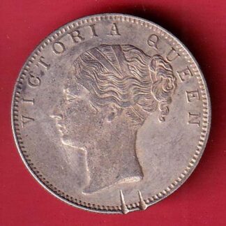 EAST INDIA COMPANY 1840 CONTINIOUS LEGEND VICTORIA QUEEN 1 RUPEE SILVER COIN– FC7634